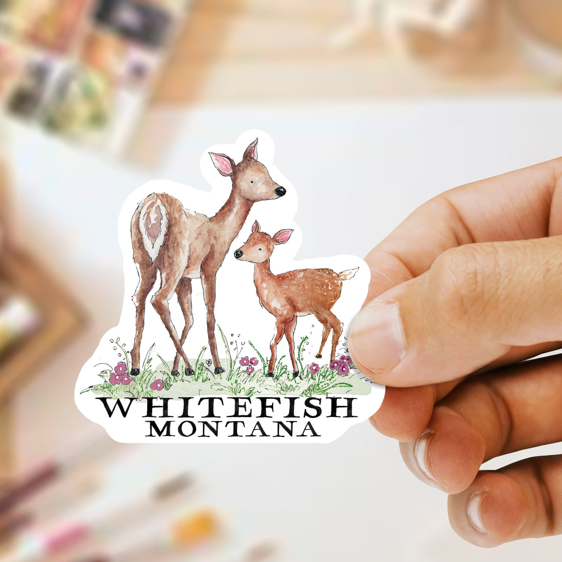 Whitefish Montana Deer Sticker