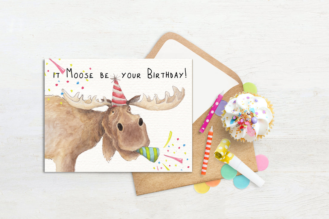 Moose Birthday Party Card