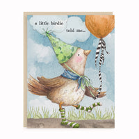 Little Bird with Green Socks Happy Birthday Card