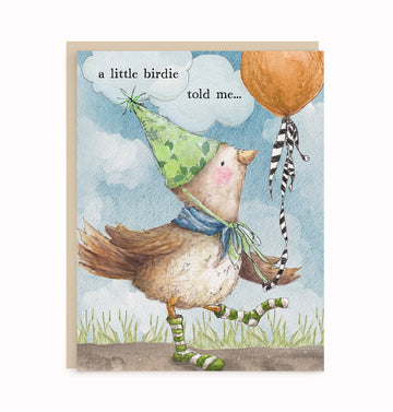 Little Bird with Green Socks Happy Birthday Card