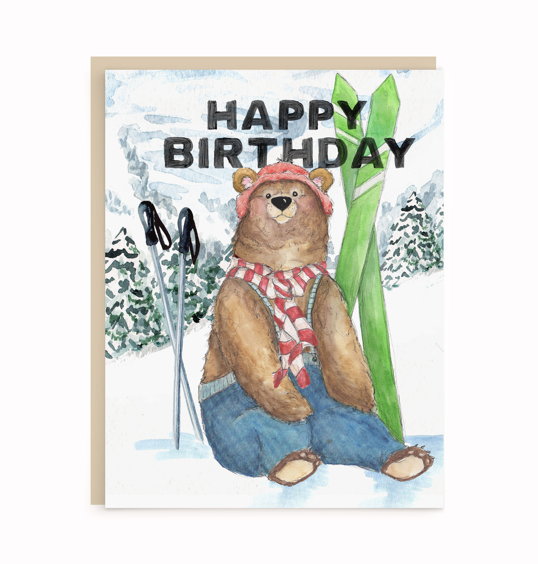 Ski Bear Birthday Card