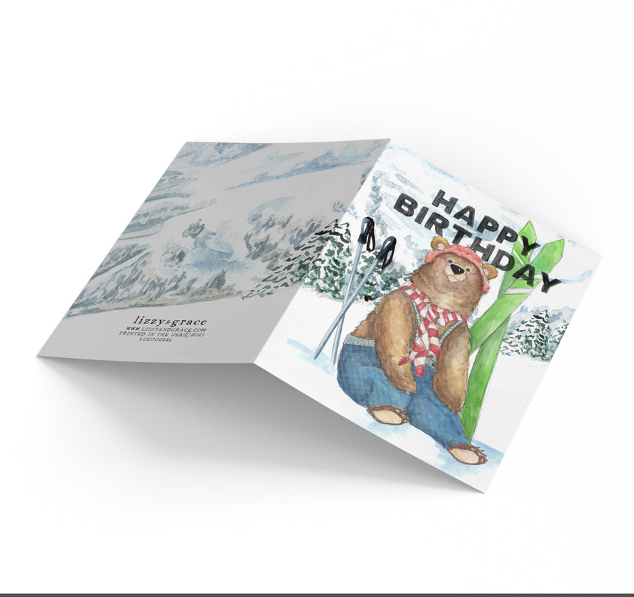 Ski Bear Birthday Card