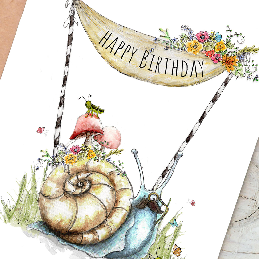 Spring Snail Birthday Card